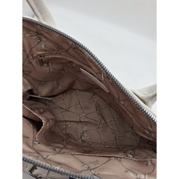 Betsey Johnson White w/ Butterfly Scarf Handbag Purse Handles & Strap Zipper - Picture 7 of 15